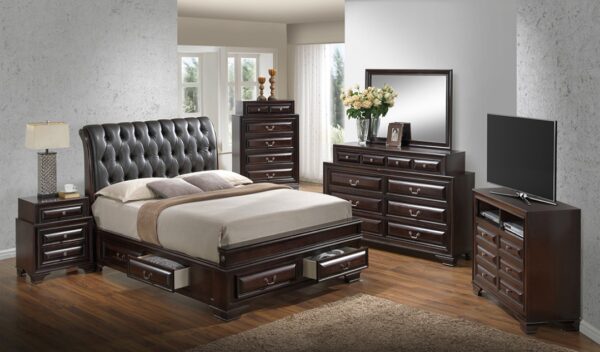 ROSHLEY, BEDROOM SET, DRESSER,MIRROR,CHESTER,2NIGHT STAND,BED FRAME
